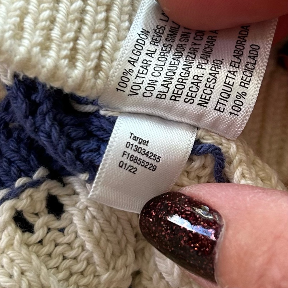 Universal Thread Crochet Navy Cream‎ Collared Sweater Size Small - Picture 8 of 8